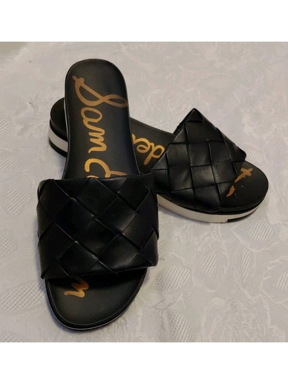 Sam Edelman Womens  Vaughn Woven Leather Sandals Black 9